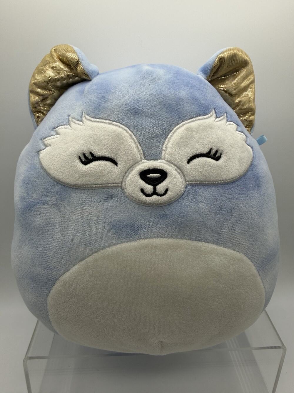 Squishmallow Plush Toy 8 Inch Blue White Tie Dye Sleepy Eyes Squad Melani Fox
